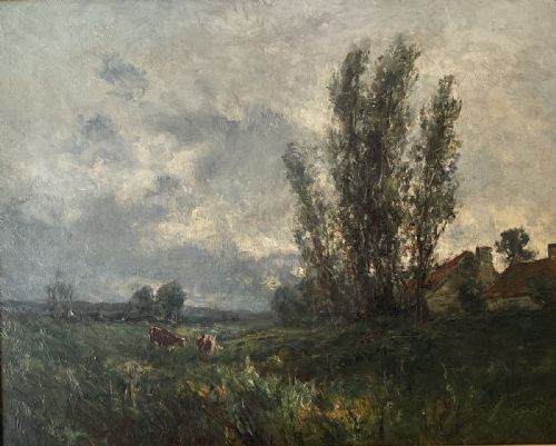 Cattle in a Landscape - Antique Oil Painting