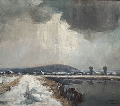 Winter Landscape - Antique Oil Painting