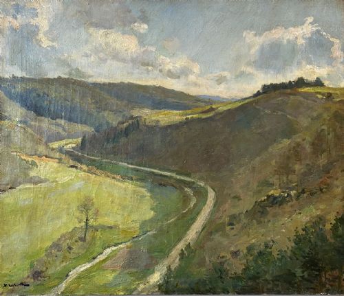Valley Landscape - Antique Oil Painting