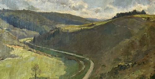 fig 2. Valley Landscape - Antique Oil Painting