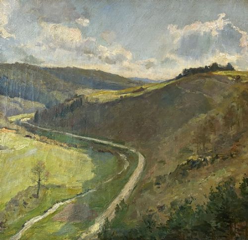 fig 3. Valley Landscape - Antique Oil Painting