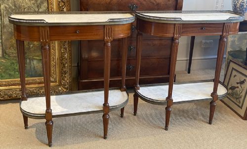 Pair of French Marble Topped Console Tables