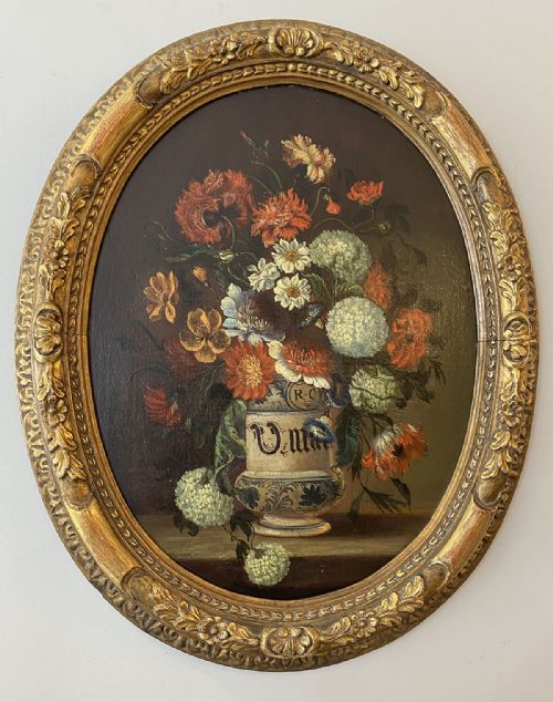 Flowers in a Vase - Antique Oil Painting