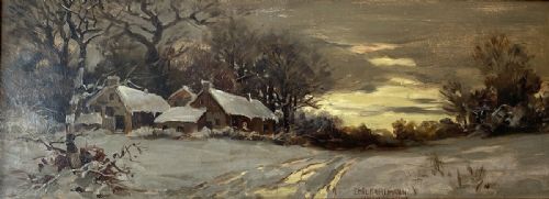 Winter Landscape - Antique Oil Painting