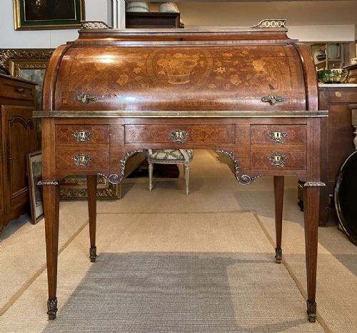 French Rosewood and Kingwood Cylinder Bureau