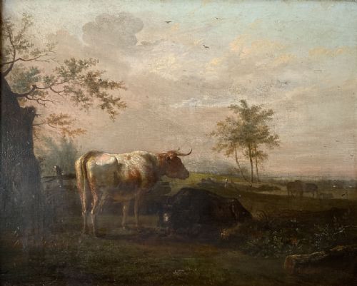 Cattle in a Field - Antique Oil Painting