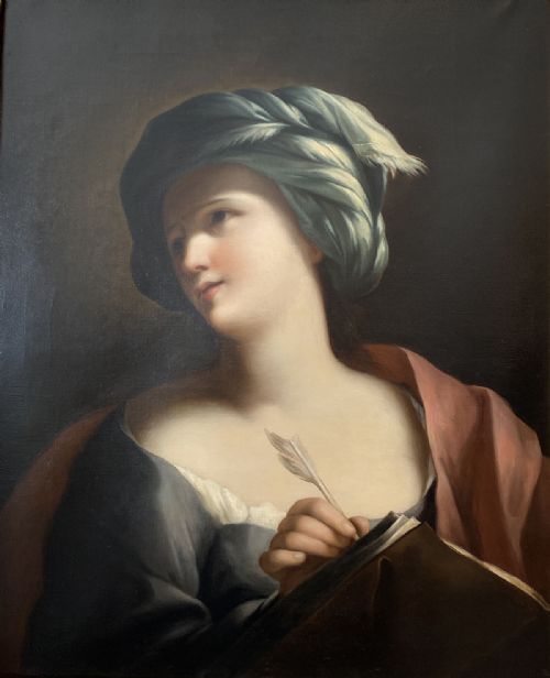 Girl with Blue Turban - Antique Oil Painting