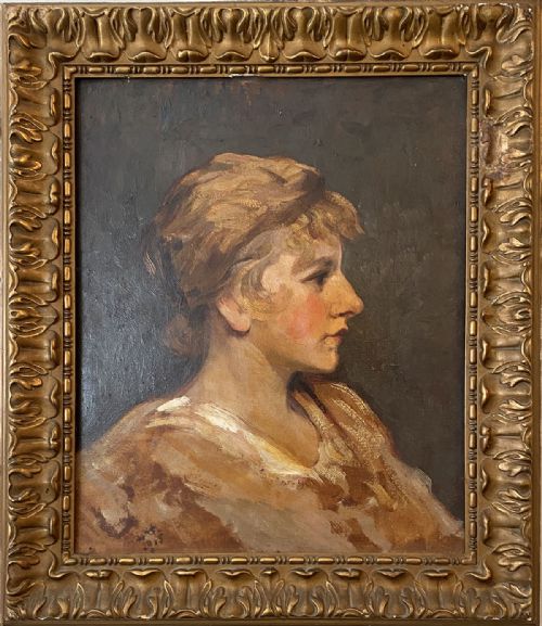 Portrait of a Young Lady - Antique Oil Painting