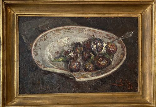 fig 1. Fruits in a Bowl - Antique Oil Painting