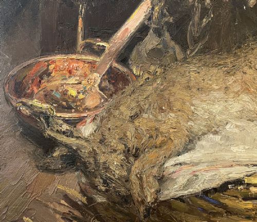 fig 2. Still Life with Hare - Antique Oil Painting