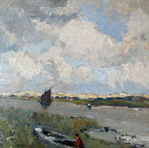 fig 2. View of an Estuary - Antique Oil Painting