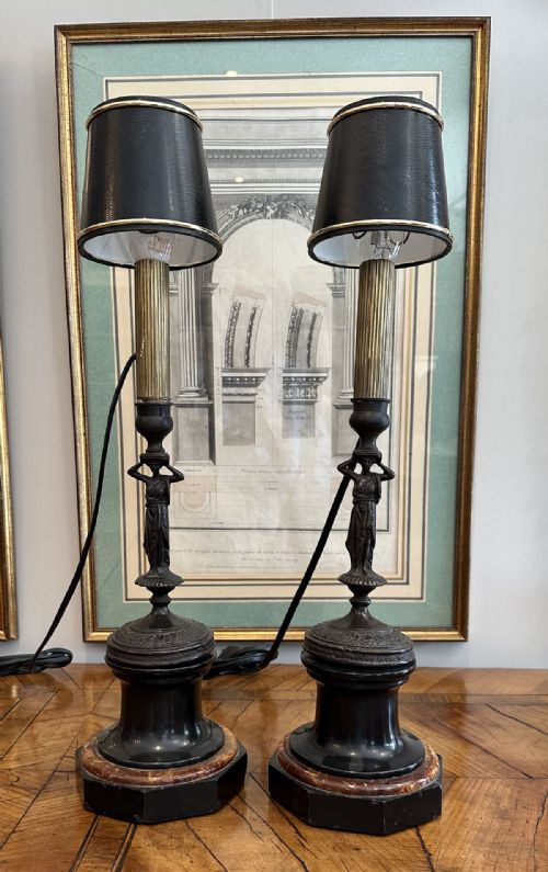 PAIR OF FRENCH BRONZE LAMPS - ADDITIONAL PHOTO 1