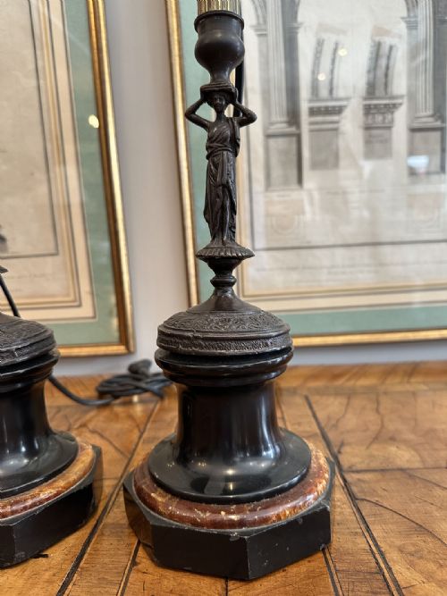 PAIR OF FRENCH BRONZE LAMPS - ADDITIONAL PHOTO 2