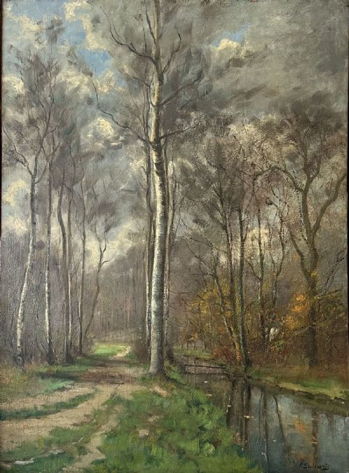 Woodland View - Antique Oil Painting