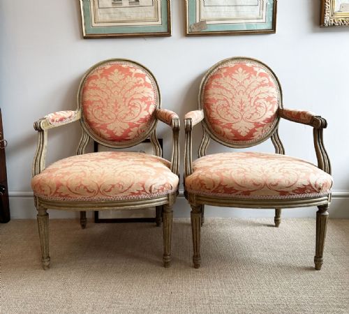 Pair of French Painted Fauteuils