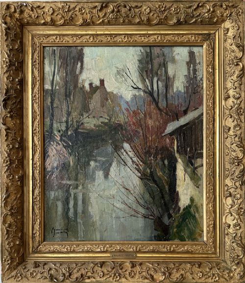 fig 2. View of a River - Antique Oil Painting