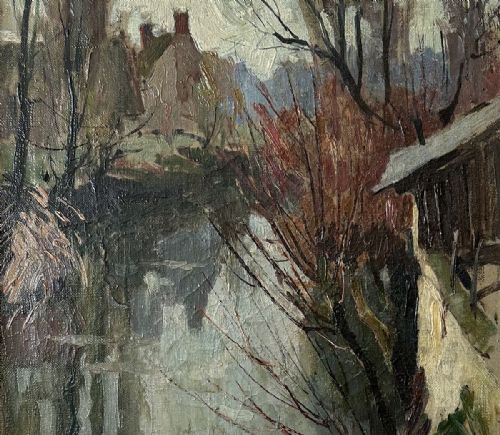 fig 4. View of a River - Antique Oil Painting
