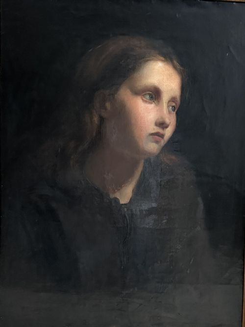 Portrait of a Girl - Antique Oil Painting
