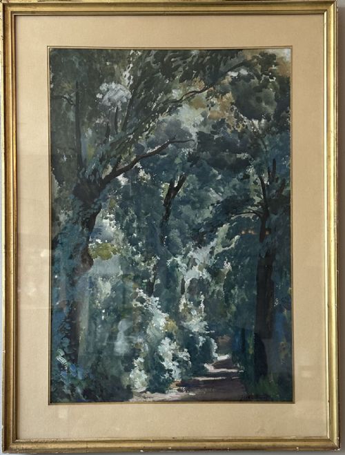Woodland Path - Antique Watercolour
