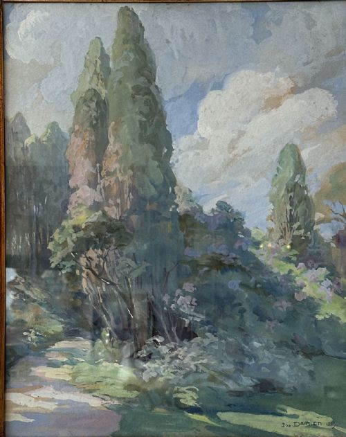 Wooded Park - Antique Watercolour
