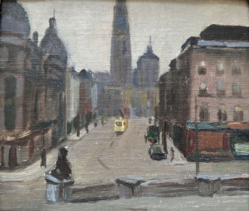 City View - Antique Oil Painting