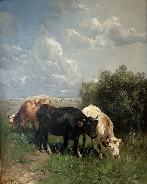 fig 2. Cattle Grazing - Antique Oil Painting