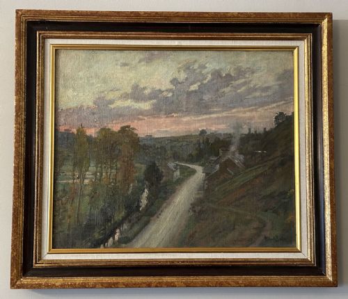 fig 1. View of a Road - Antique `Oil Painting