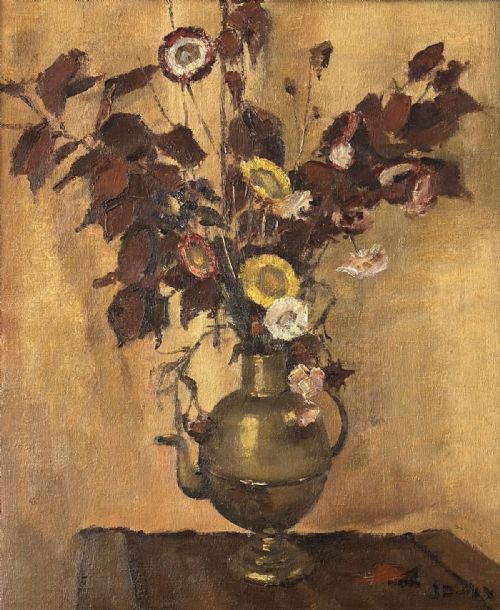 Flowers in a Vase - Antique Oil Painting