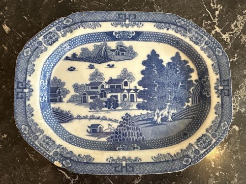 Blue and White Meat Plate