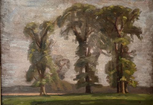 Three Trees - Antique Oil Painting