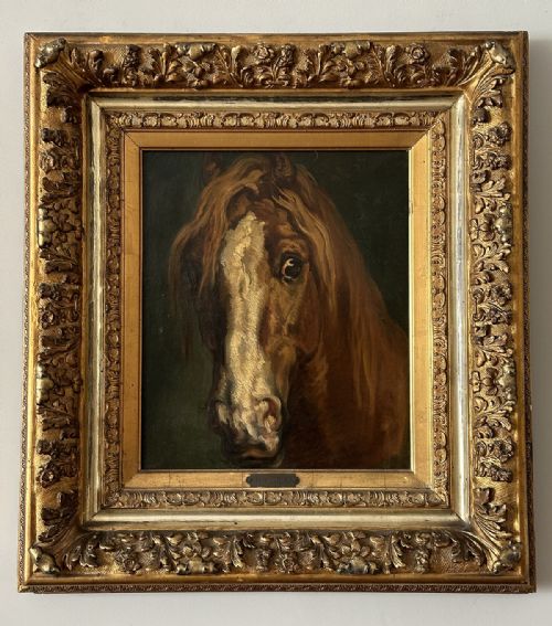 fig 1. Chestnut Horse - Antique Oil Painting