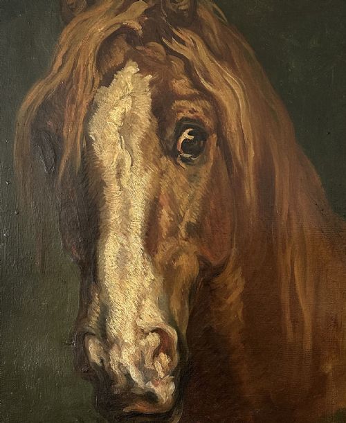 fig 4. Chestnut Horse - Antique Oil Painting
