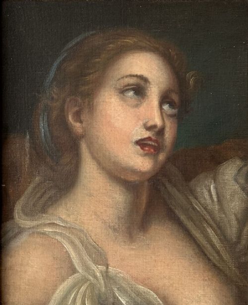 French Portrait of a Lady - Antique Oil Painting