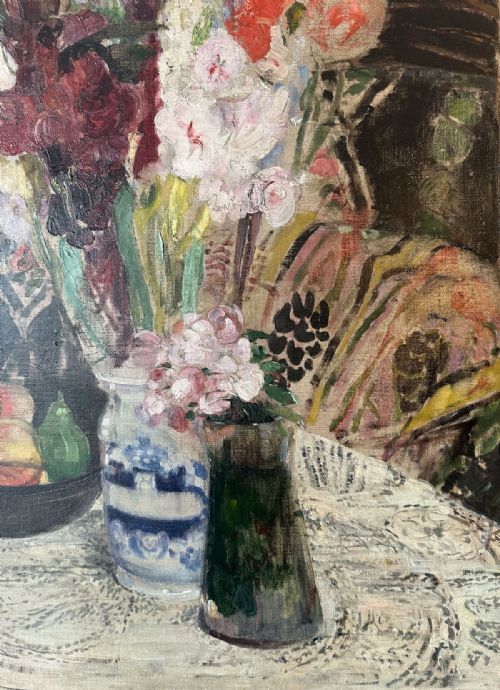 fig 2. Still Life with Fruit and Flowers - Antique Oil Painting