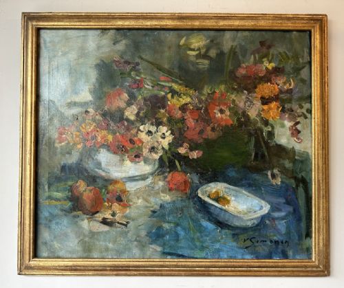 fig 1. Vase of Flowers - Antique Oil Painting