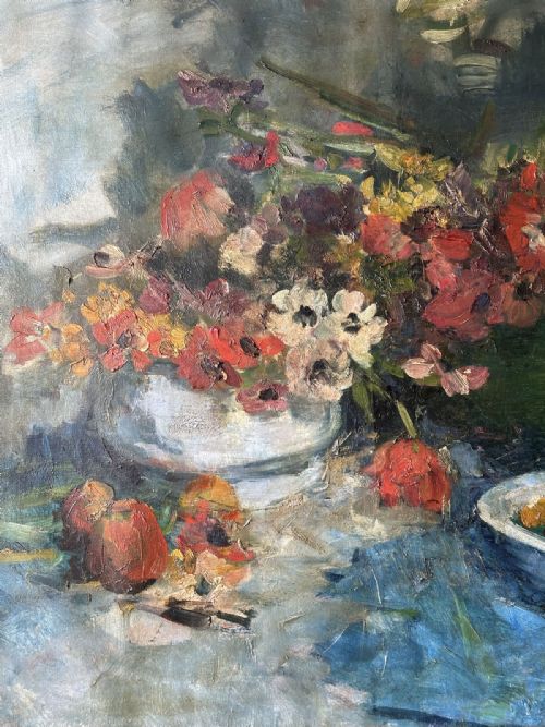 fig 3. Vase of Flowers - Antique Oil Painting