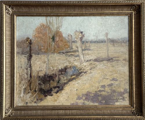 SUMMER LANDSCAPE ANTIQUE OIL PAINTING - ADDITIONAL PHOTO 1