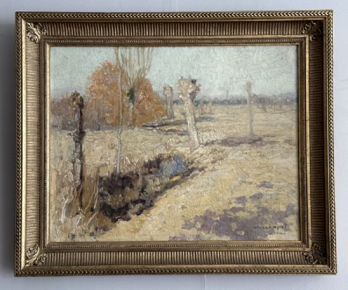 SUMMER LANDSCAPE ANTIQUE OIL PAINTING - ADDITIONAL PHOTO 2