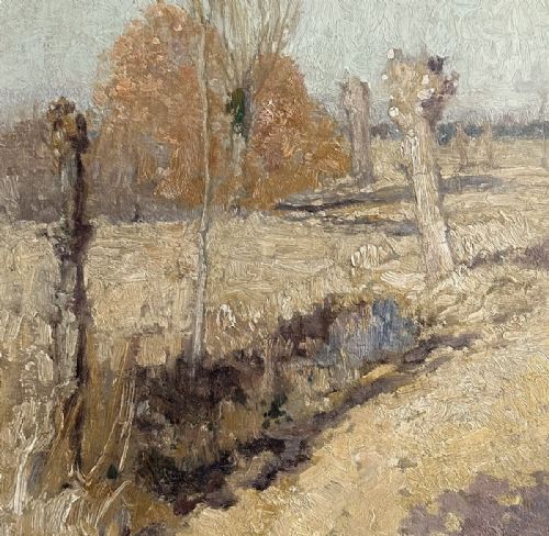 SUMMER LANDSCAPE ANTIQUE OIL PAINTING - ADDITIONAL PHOTO 3