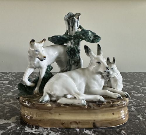 Ceramic Group of Fox and Rabbit