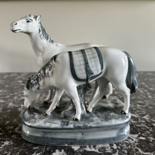 Ceramic Blue and White Horses