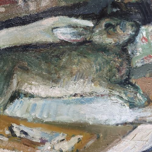 STILL LIFE OF A RABBIT II ANTIQUE OIL PAINTING - ADDITIONAL PHOTO 2