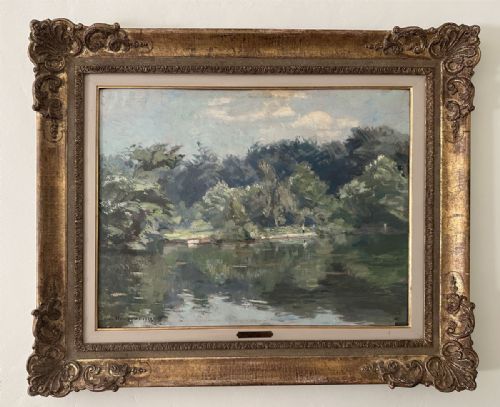 fig 1. View of a Lake - Antique Oil Painting