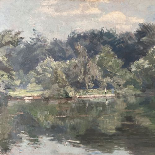 fig 2. View of a Lake - Antique Oil Painting
