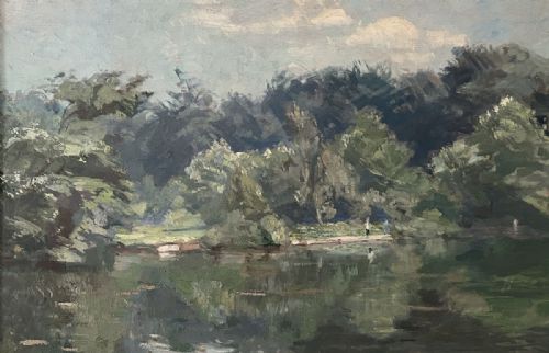fig 3. View of a Lake - Antique Oil Painting