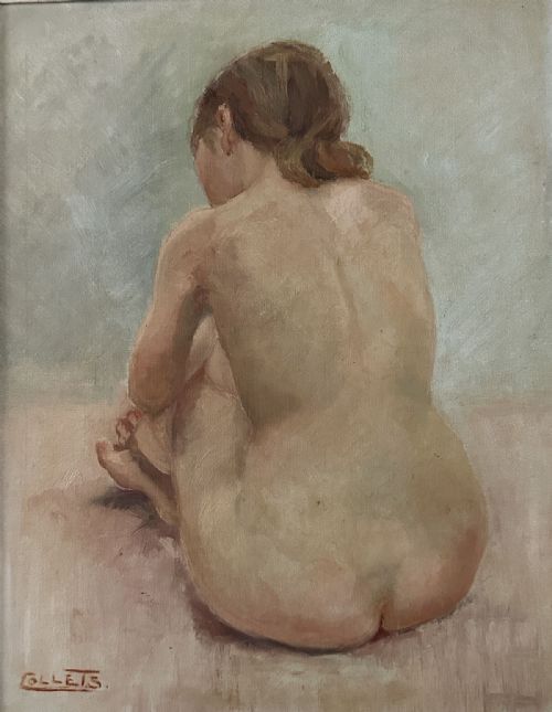 Female Nude - Antique Oil Painting