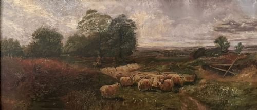 Sheep in a Lanscape - Antique Oil Painting