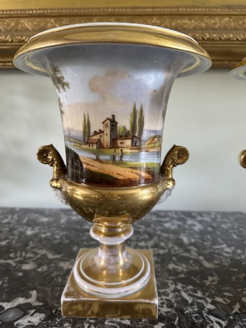 PAIR OF FRENCH PORCELAIN MEDICI VASES - ADDITIONAL PHOTO 1