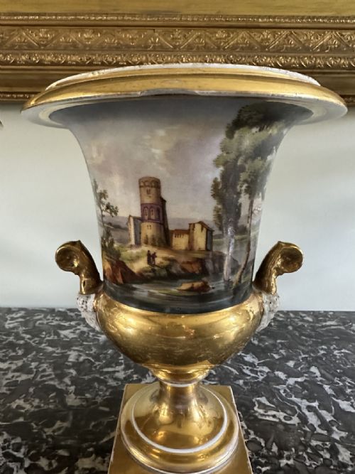 PAIR OF FRENCH PORCELAIN MEDICI VASES - ADDITIONAL PHOTO 2