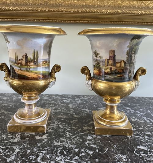 PAIR OF FRENCH PORCELAIN MEDICI VASES - ADDITIONAL PHOTO 4
